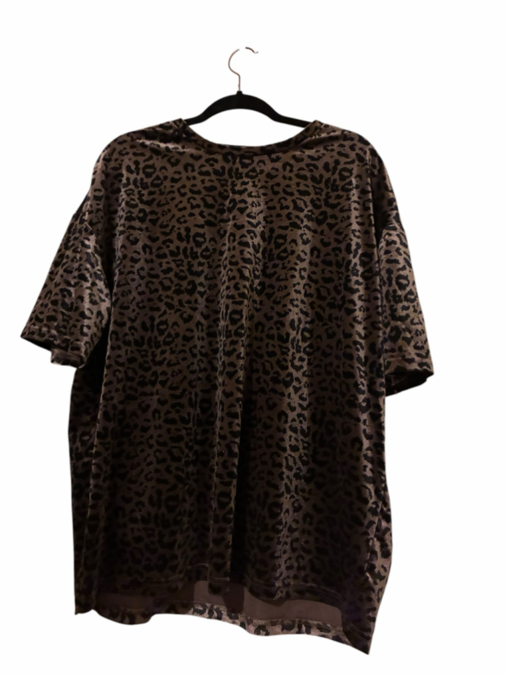 Women's Dazy Leopard Print Short Sleeve Tee Brown Black XL